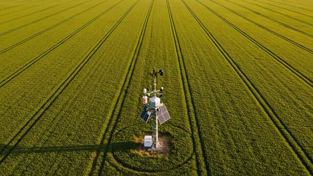 Cell Tower in Vast Green Agricultural Field