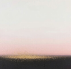 Gradient designs with gold foil shimmer, featuring soft pastel blends pinks, black, gold. Smooth color transitions, artistic fluid textures, delicate metallic specks. Diverse tonal fades, dreamy hue m