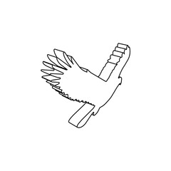 The outline of a large eagle symbol is made with black lines. 3D view of the object in perspective. Vector illustration on white background