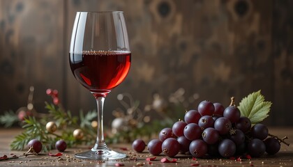 Holiday Elegance: Red Wine and Grapes Celebration