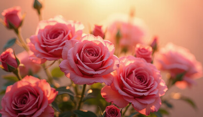 Obraz premium Close-up of vibrant red and pink roses in bloom.