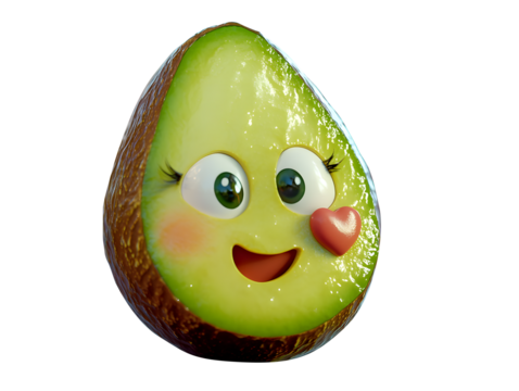 cute avocado heart eyes winking avocado happy face 3d illustations  - Powered by Adobe