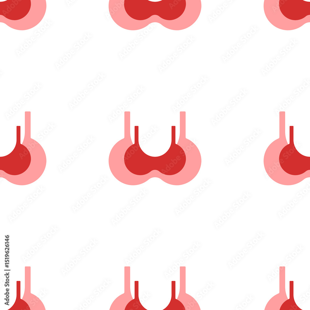Aufkleber Seamless pattern of large isolated red bra symbols. The elements are evenly spaced. Illustration on light red background
