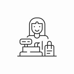 cashier girl store icon sign vector