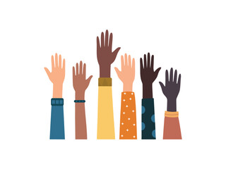 Colorful Raised Hands Illustration for Diversity and Unity