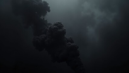 Dramatic Dark Smoke Cloud Rising - Atmospheric Stock Image