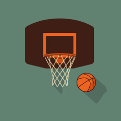 Fototapeta premium A basketball is about to enter the hoop in a minimalist sports setting