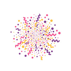 Obraz premium Colorful confetti explosion with vibrant shapes and patterns on a white background