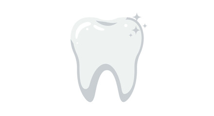 Glossy white tooth illustration with sparkling effects on a clean background