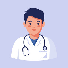 Fototapeta premium Friendly male doctor in a white coat with a stethoscope against a soft background