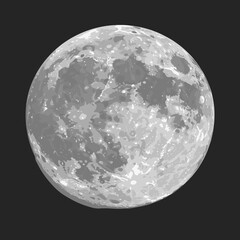 Obraz premium Full moon illuminated against a dark sky, showcasing lunar surface details and craters