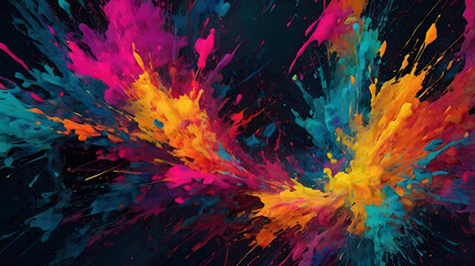 Abstract NFT Canvas Background with Neon Paint and Glitch Texture 2