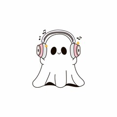 Cute Ghost Listening to Music
