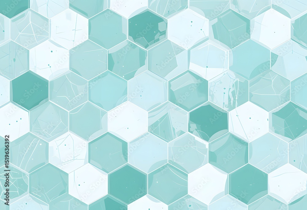 Poster Modern Geometric Hexagon Pattern For Presentations, Soft Teal And White Design. A Clean Minimalist Background For Professional Use. Perfect For Slides, Websites, And Digital Media. Creates A Stylish