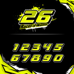 NUMBER RACING vector racing numbers for drag motorbikes and cars	