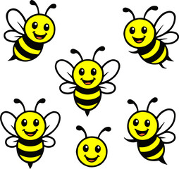 Cute Cartoon Bees Flying in a Fun Pattern