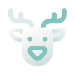 Obraz premium Reindeer face icon in soft flat pastel gradient design