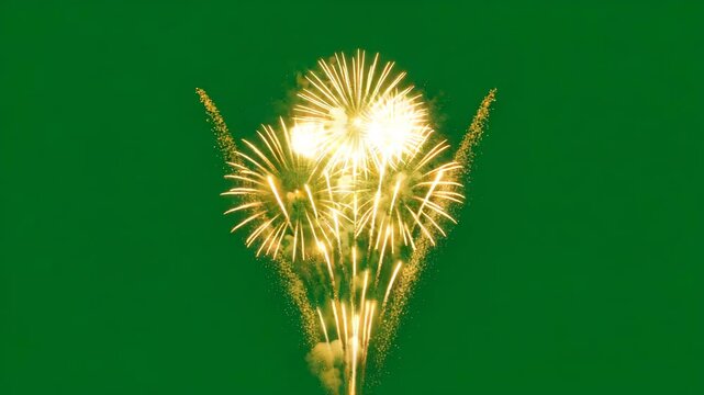 4K Fireworks Burst with Green Screen Isolated Background