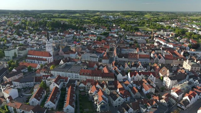 Experience the beauty of Pfaffenhofen Ilm&rsquo;s historic city center through a captivating drone flyover.