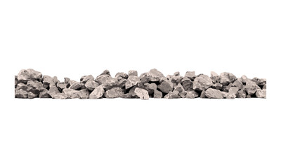 Rocks line, vector illustration, white background, pile of stones, side angle, natural stone, cutout, landscaping material, geology texture, rugged surface, mountain rock detail.