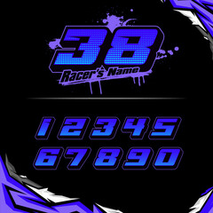 NUMBER RACING vector racing numbers for drag motorbikes and cars	