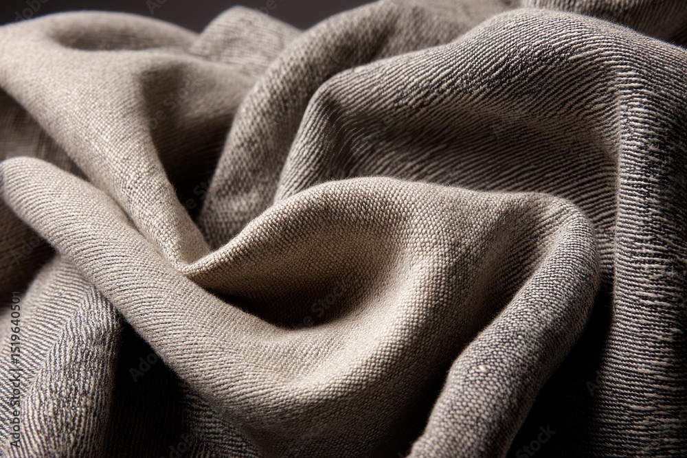 Wall mural close-up of a beautifully textured, light brown fabric with soft folds and intricate weave, creating