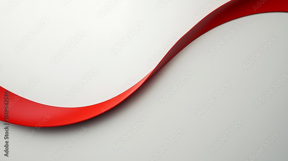 Wall mural minimal abstract composition with curved ultra-thin red lines on a white to light gray gradient back