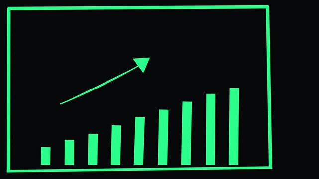 business graph icon Infographic growth 2D object animation. Increase sales in business flat cartoon 4K video, transparent alpha channel.  