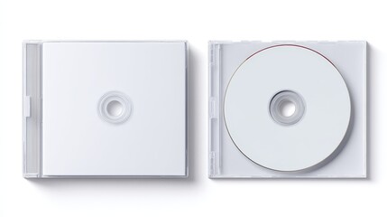 Blank white cd case with red stripe, minimalist template for music albums and digital media
