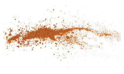 Cinnamon powder falling, isolated on white background, clipping path, vector illustration, spice powder falling, ground cinnamon, cooking ingredients, culinary art.