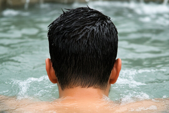 Person engaged in low-impact swimming exercise in a pool