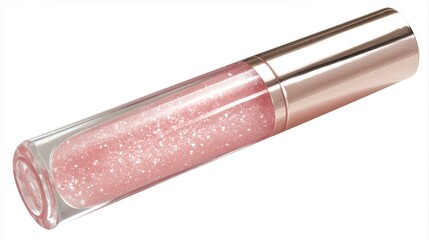 Shimmering pink lipstick, closeup of sparkling glamour and beauty glittering