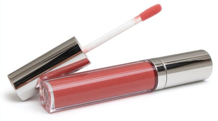 Elegant lipstick bottle on white background, touch of glamour for beauty enthusiasts
