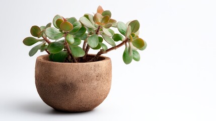 A small plant thriving in clay pot, symbol of growth, nature, and beauty