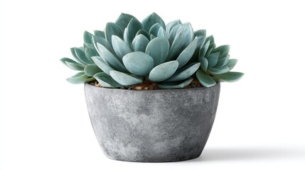 Small plant in a modern concrete pot, touch of green for home decor