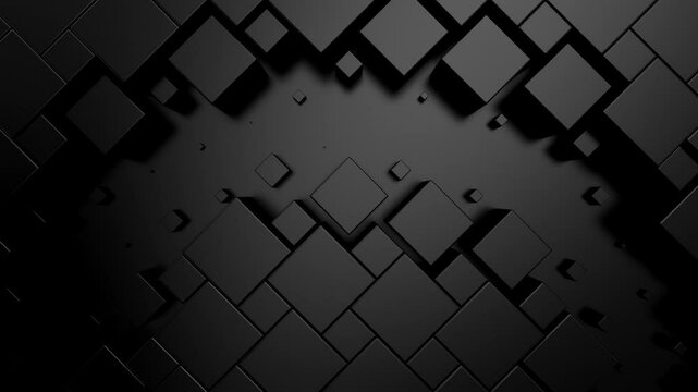 Cubes Form a Wave. Abstract motion, two color, 3d rendering, 4k resolution
