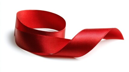 Elegant red ribbon on white background, festive touch for celebrations and decorations