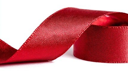 Luxurious red satin ribbon unfurled, touch of elegance for gifts and celebrations