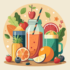 Smoothie Infographic – Fruit Elements on Pastel Background


