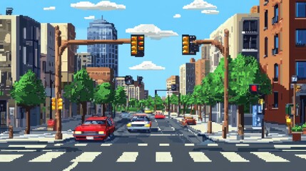 Obraz premium Pixelated city street scene (1)