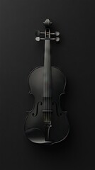 Fototapeta premium A polished, matte black violin against a deep black background