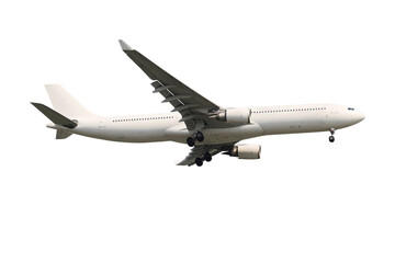 Modern passenger jet plane on white background.