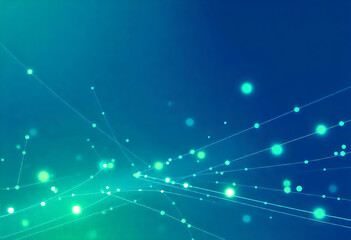 Abstract digital network connection concept with glowing particles and blue background