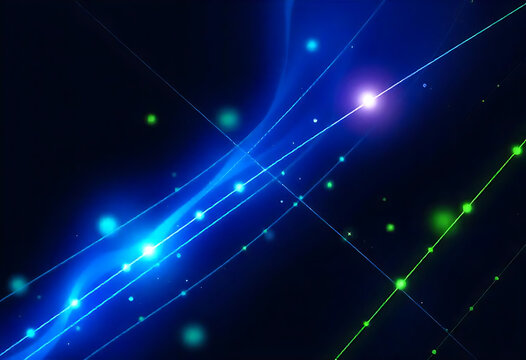 Abstract digital network of glowing lines and spheres in futuristic dark blue space - Powered by Adobe