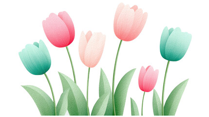 Obraz premium Soft-focus watercolor view of three elegant tulips standing tall in a delicate display against a subtle background