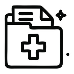 Obraz premium A medical file folder icon with a plus sign.