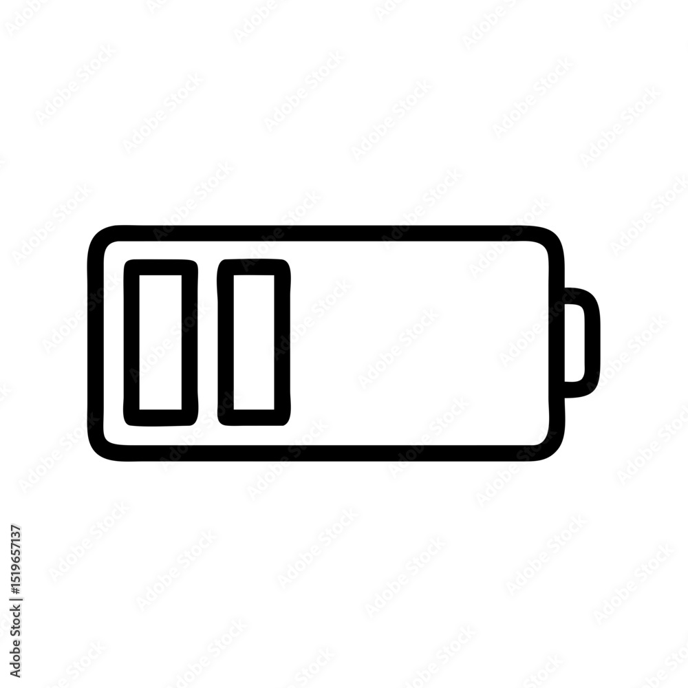 Poster a schematic depiction of a device power source with two of its sections filled in black color