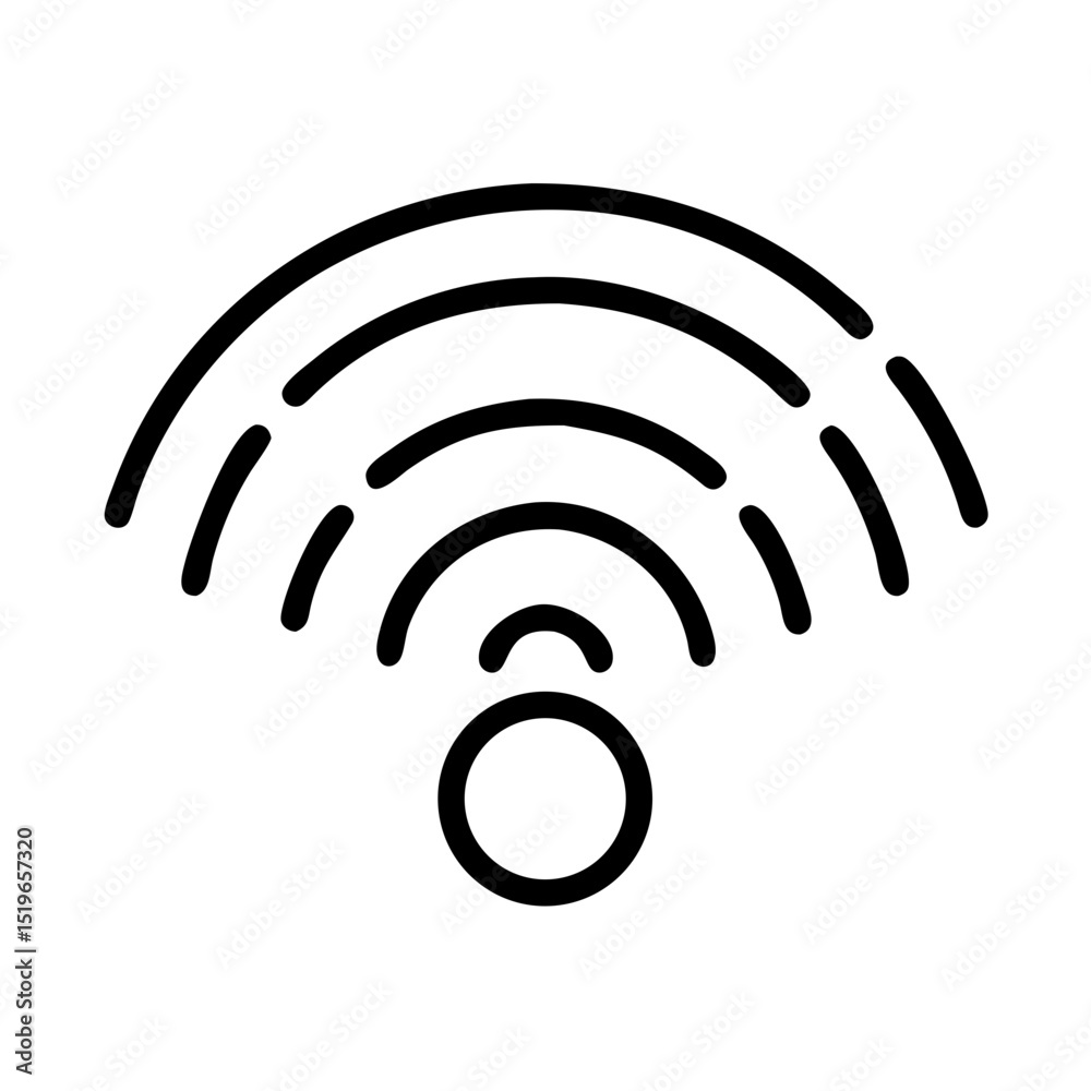 Poster Simple graphic showing a circle with radiating arcs emanating upwards from the shape design element