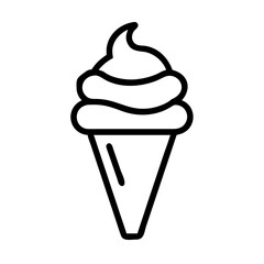 Simple graphic of a dessert cone with a swirl of soft serve, isolated on a white background space