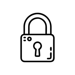 Simple graphic of a closed padlock with keyhole and rounded edges in black outline on white background